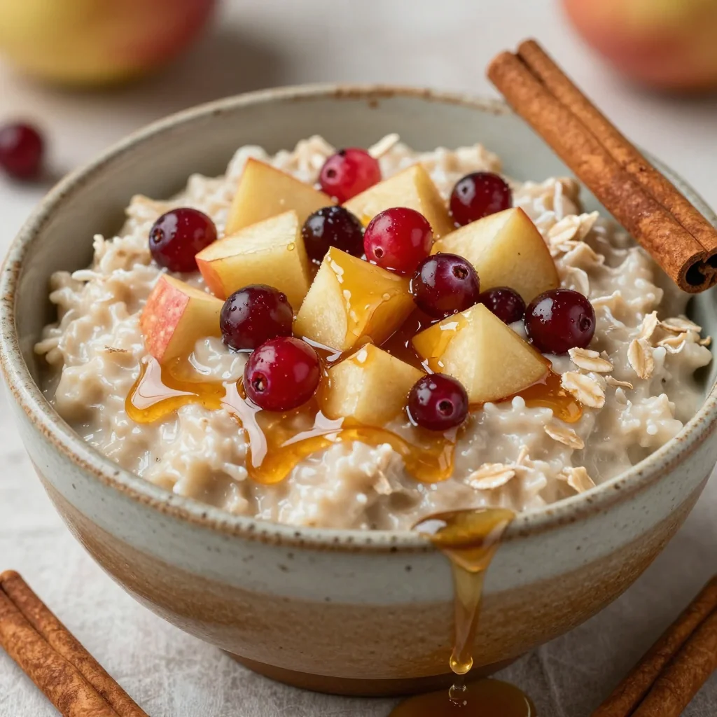 Warm Apple Cinnamon Oatmeal for a New Year's Day Breakfast