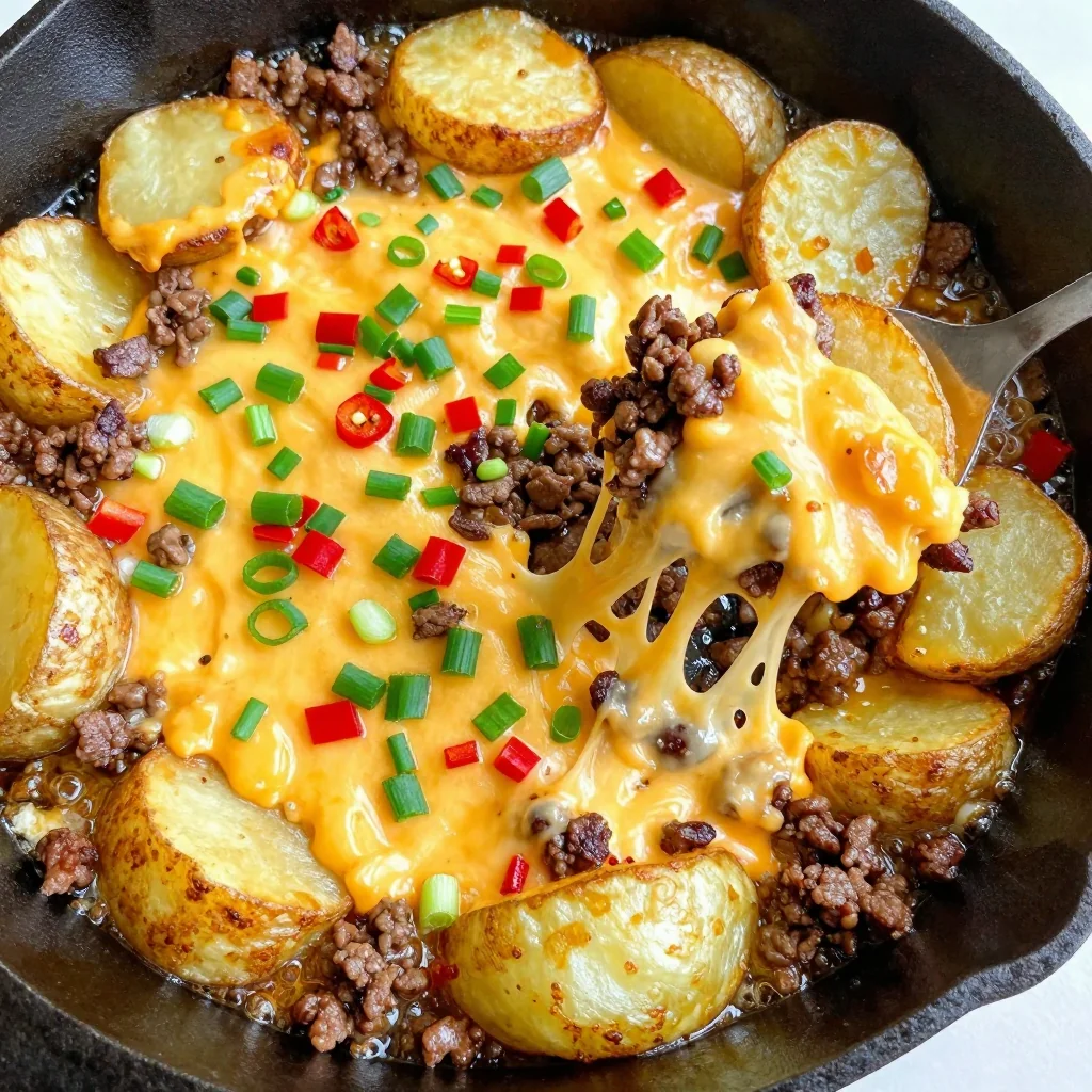 Quick Cheesy Ground Beef and Potato Skillet for Dinners