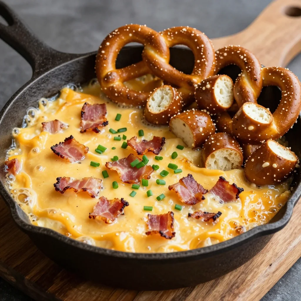 NFL Playoff Bacon Cheddar Ranch Dip with Pretzels