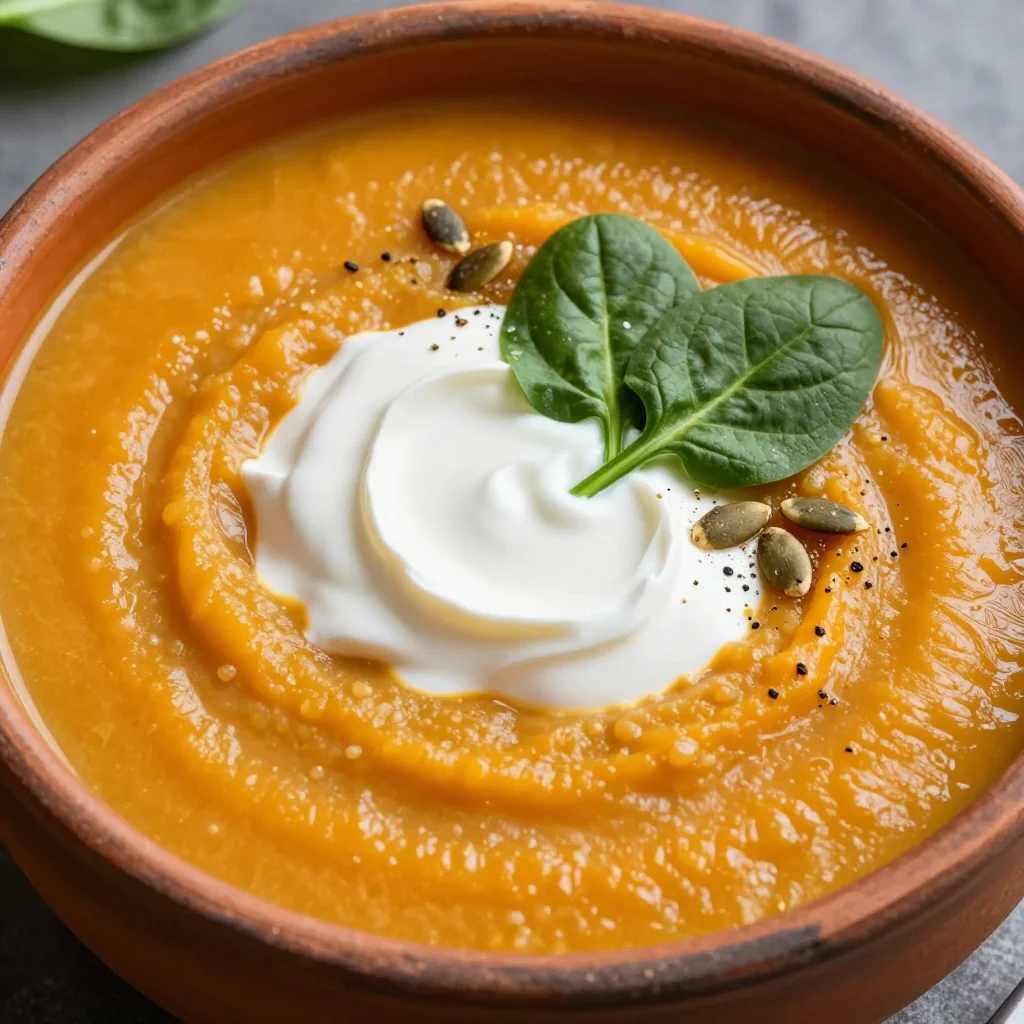 warm sweet potato and spinach soup to soothe cold winter nights