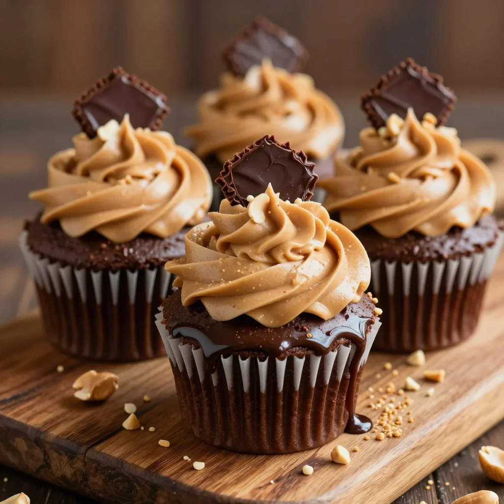 Indulgent Chocolate Peanut Butter Cupcakes