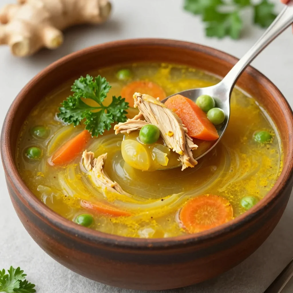 Healthy Ginger Turmeric Chicken Soup for Wellness