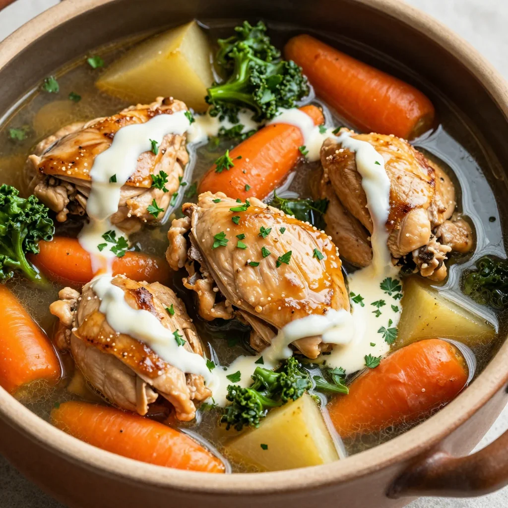 highprotein chicken and vegetable stew with parsnips