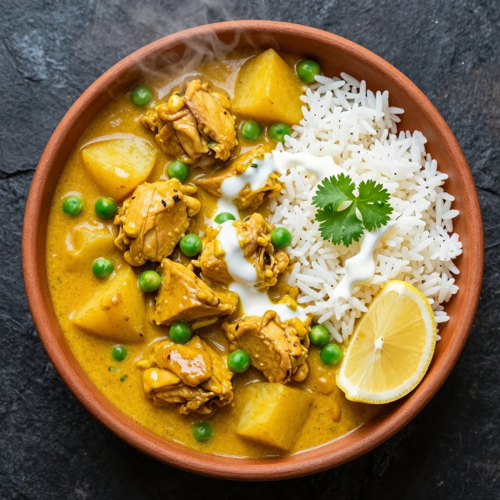 Speedy Chicken Curry with Potatoes and Peas
