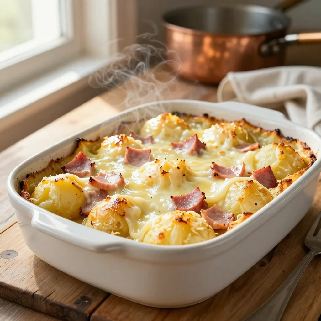 Scalloped Potatoes with Ham and Gruyere Cheese
