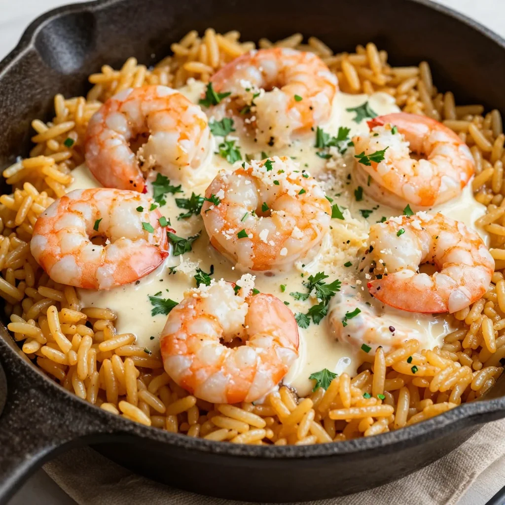 Budget Dinner Creamy Shrimp and Rice Skillet