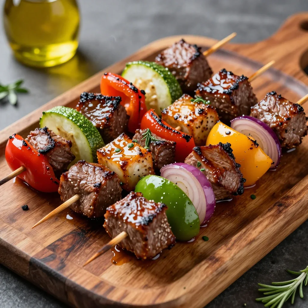 Meal Prep Beef And Veggie Skewers For Grilling