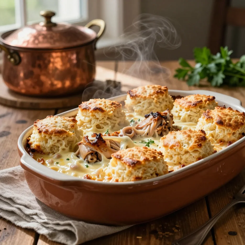 Chicken and Dumplings Casserole with Biscuits