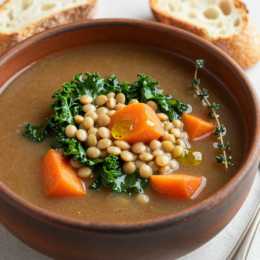 batch cook onepot lentil and root vegetable soup with kale