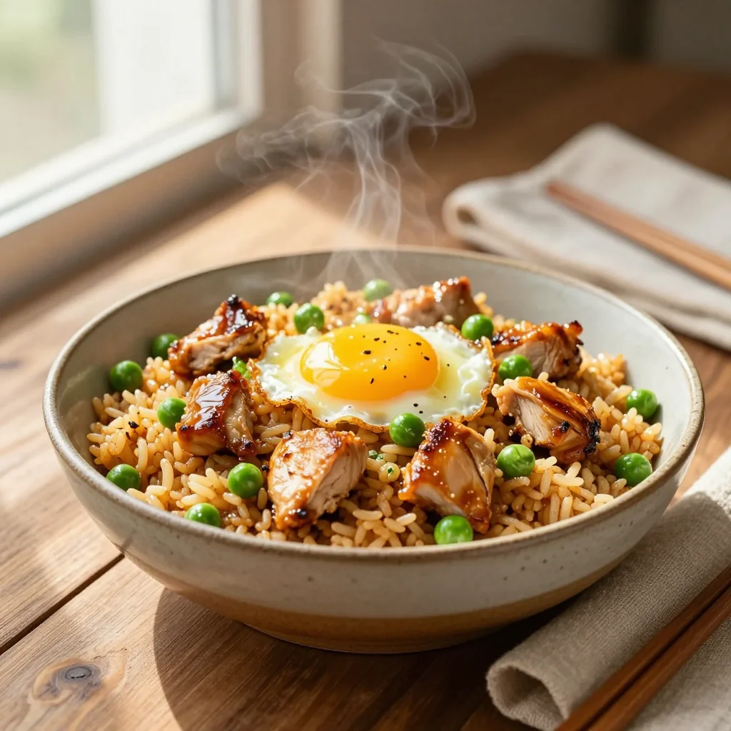 Fried Rice with Chicken Egg and Peas