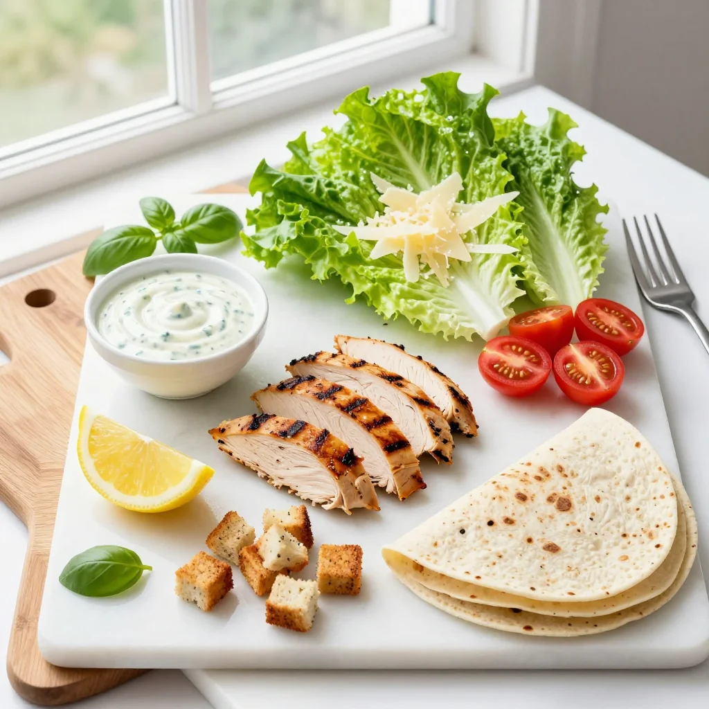 Ingredients for Chicken Caesar Salad Wrap