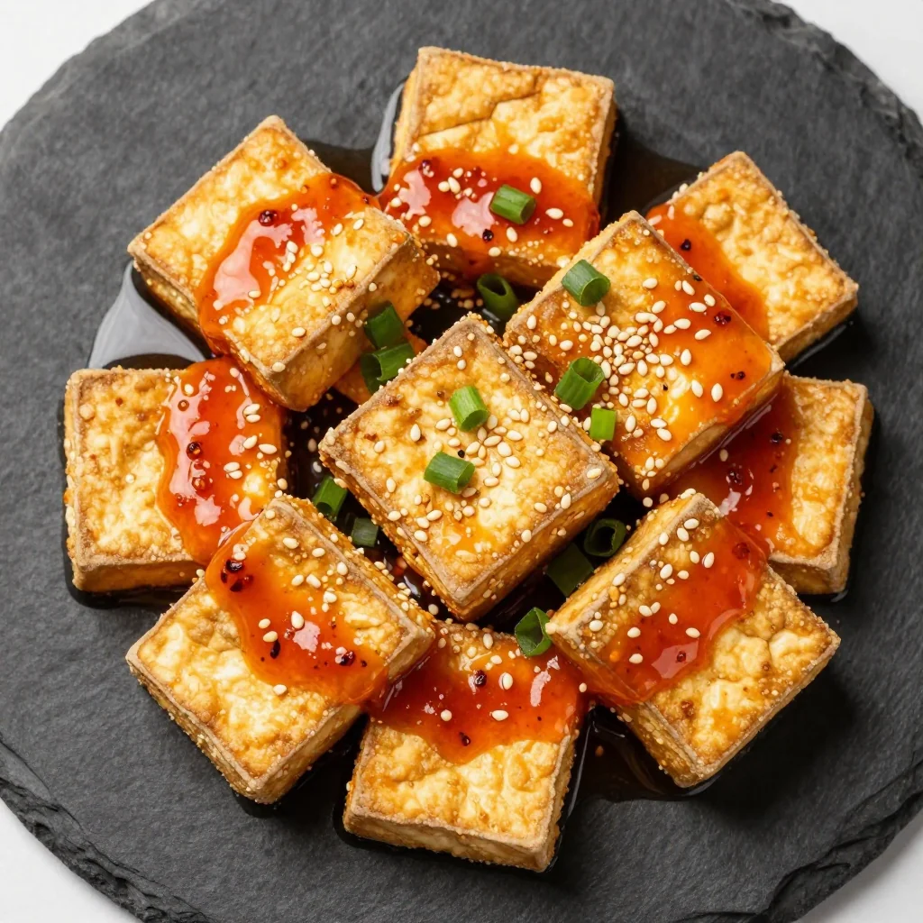 Crispy Baked Tofu with Sweet Chili Sauce for a Vegan Dinner