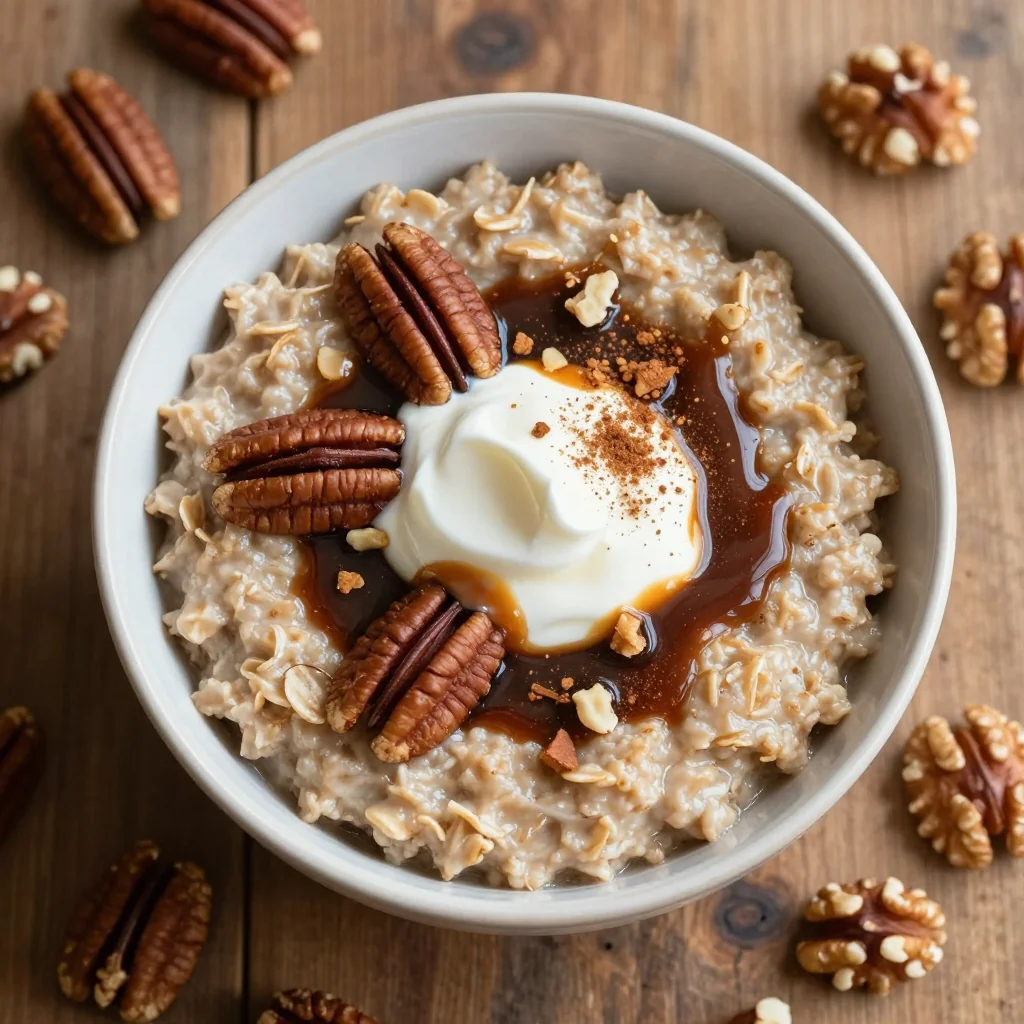 Warm Pecan Pie Oatmeal for a Decadent January Start