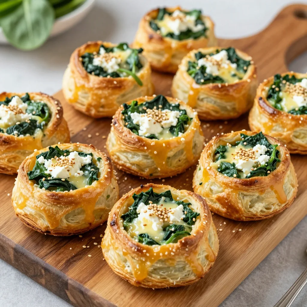 spinach and cheese puff pastry bites for new year's eve parties