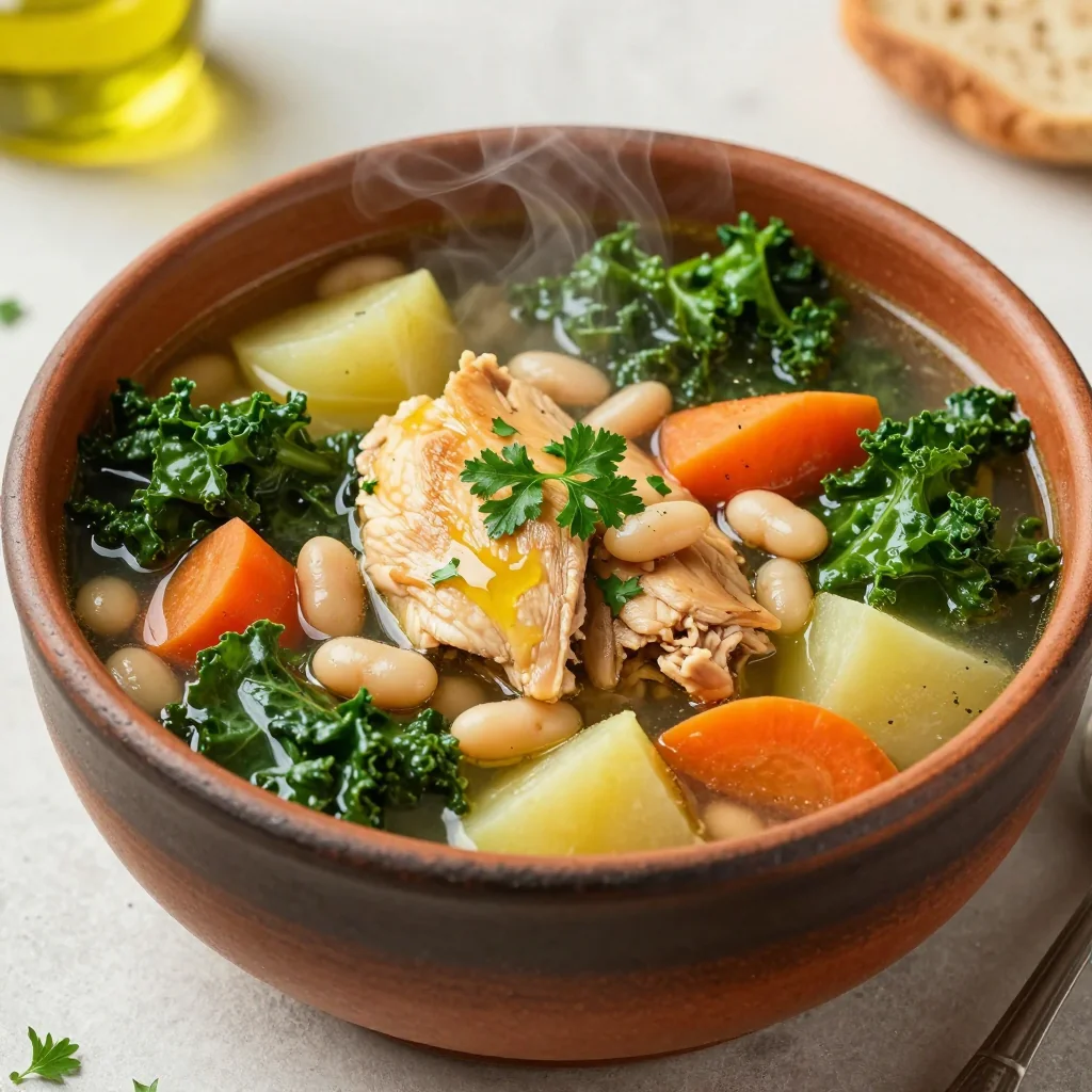 warm slow cooker chicken and kale soup for comforting family dinners