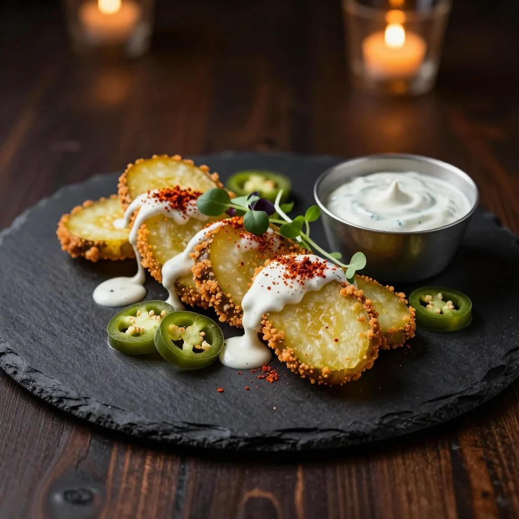 Crispy Fried Pickles with Spicy Ranch Dipping Sauce