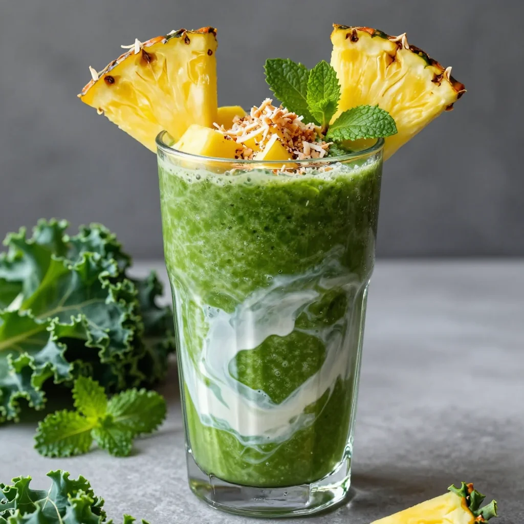 New Year Glow Smoothie With Pineapple And Kale