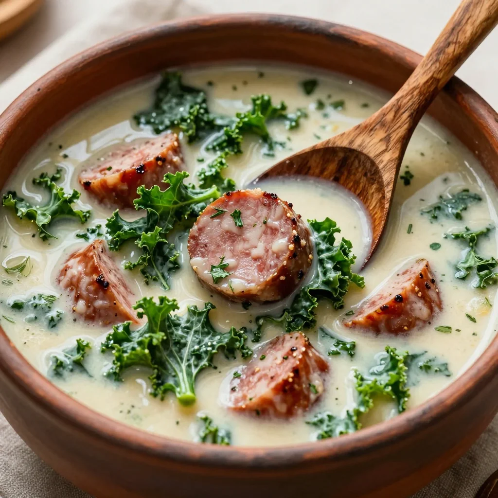 Hearty Freezer-Prep Creamy Sausage and Kale Soup