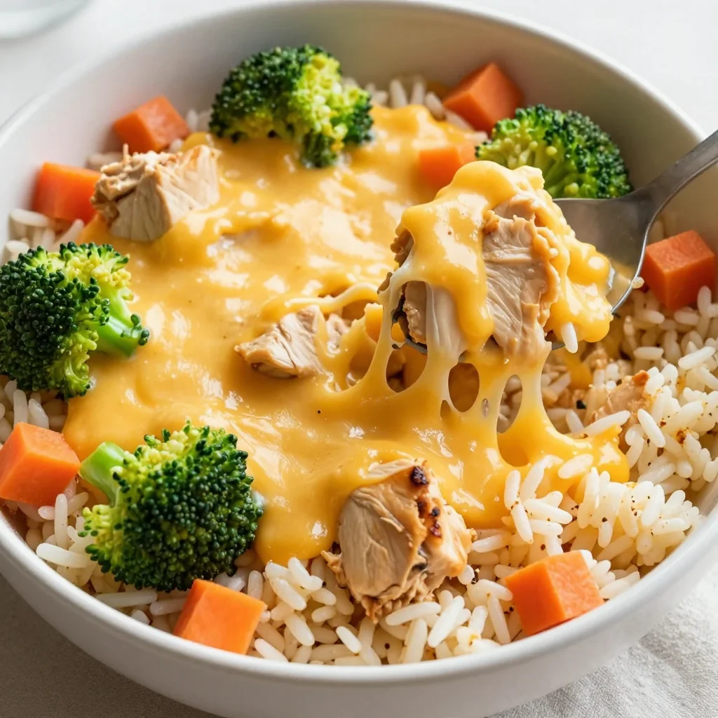 Cheesy Chicken and Rice with Broccoli and Carrots