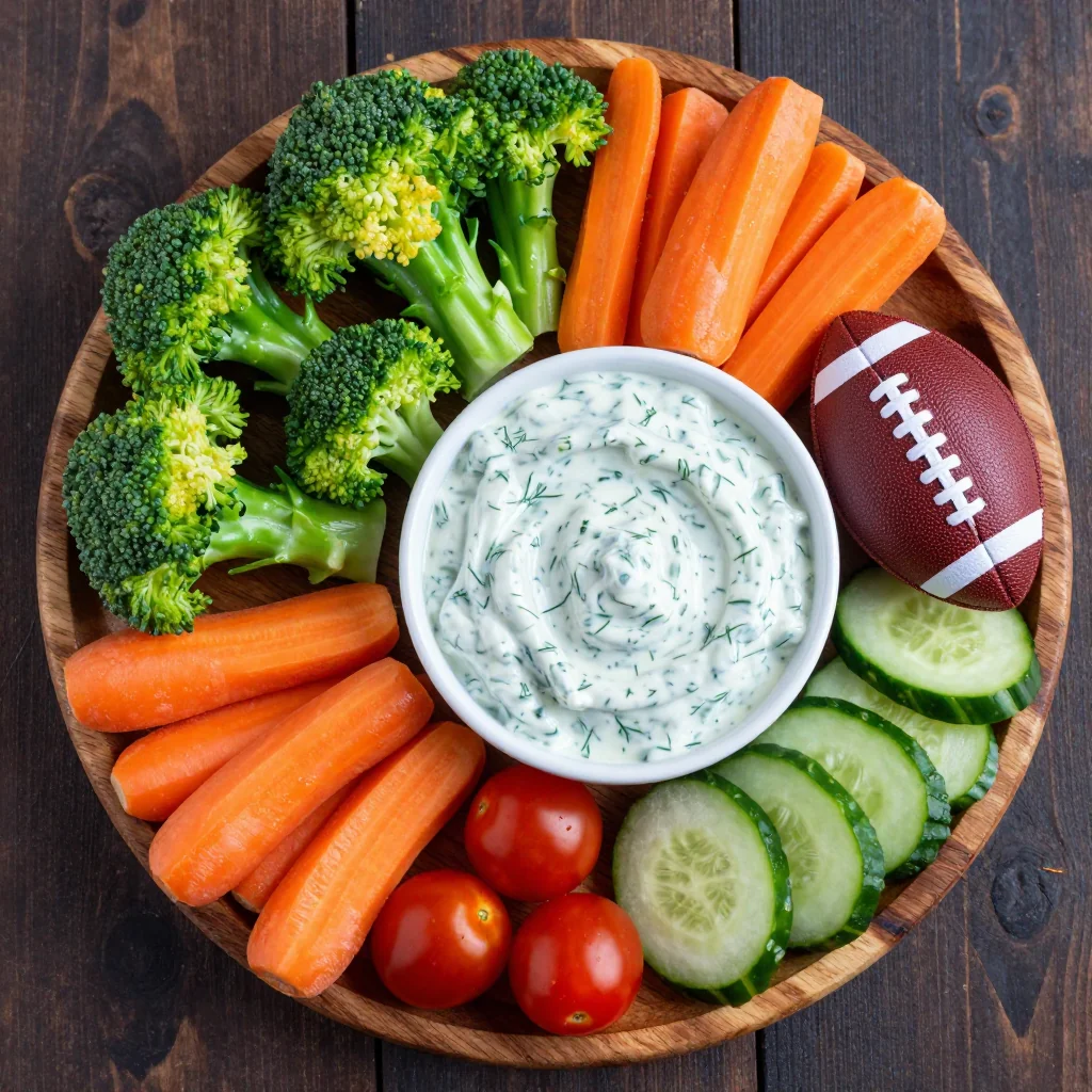 NFL Game Day Veggie Tray with Healthy Ranch Dip