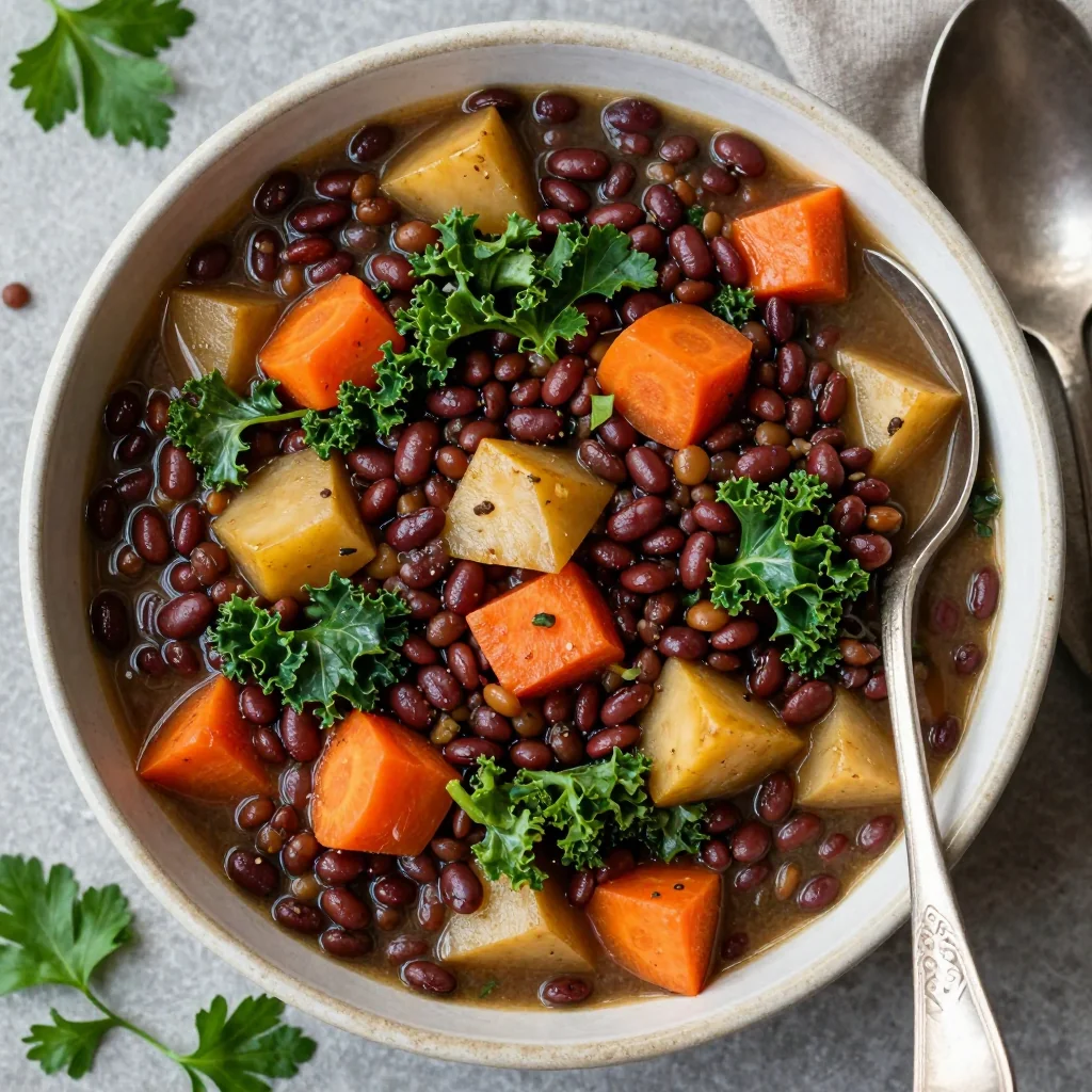 batch cook highprotein lentil stew with root vegetables and kale