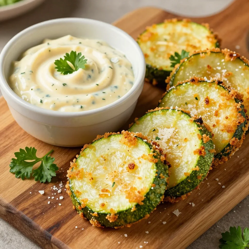 Crispy Fried Zucchini with a Garlic Parmesan Dipping Sauce