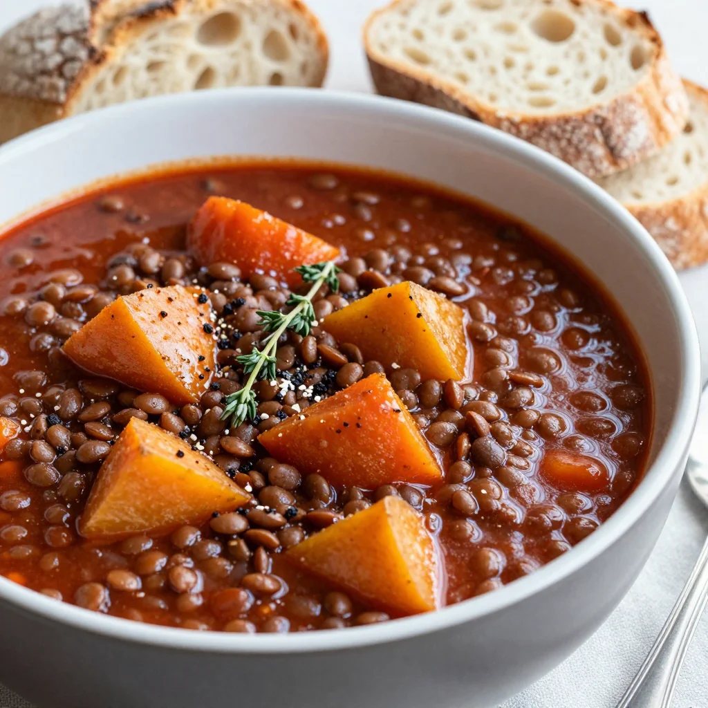 hearty winter root vegetable and lentil stew for family suppers