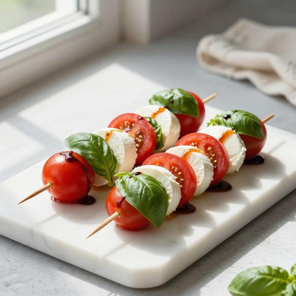Caprese Salad Skewers with Balsamic Glaze