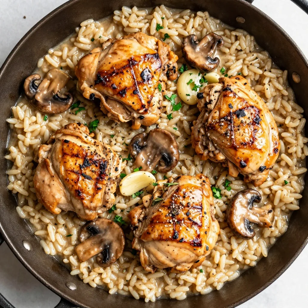 Easy One Pot Creamy Mushroom Chicken and Rice