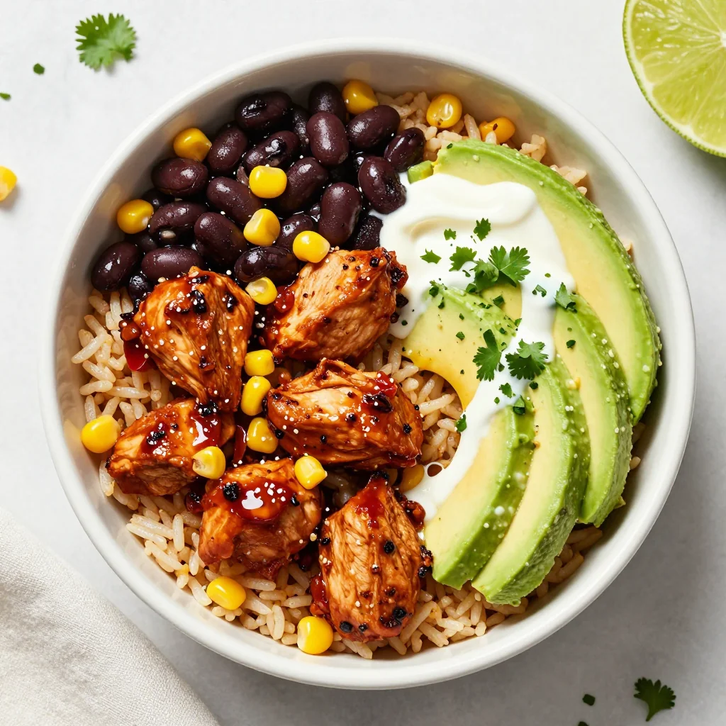 Healthy Meal Prep Spicy Chicken and Black Bean Burrito Bowls with Cilantro Lime Rice