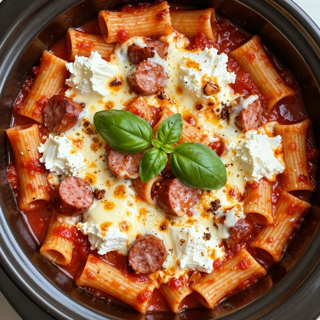 Cheesy Slow Cooker Ziti with Italian Sausage Recipe