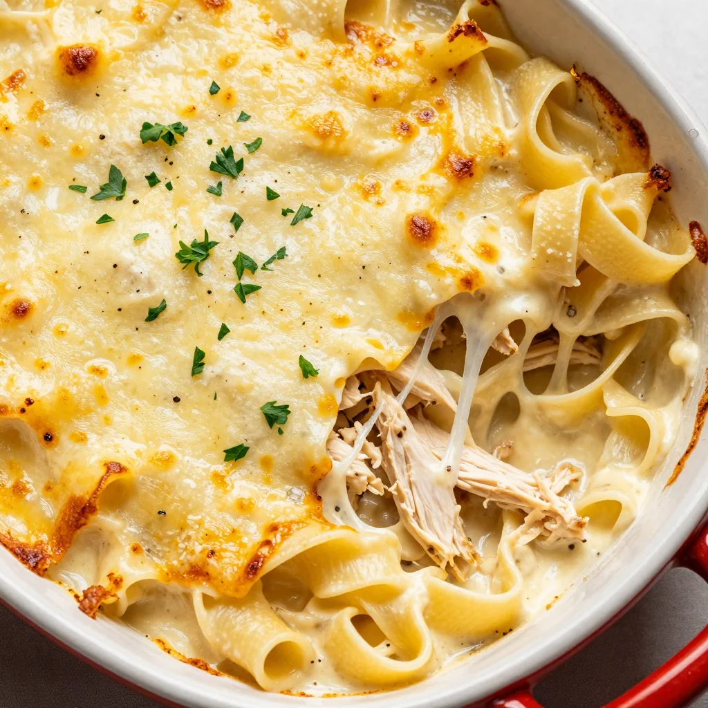 Creamy Chicken Alfredo Pasta Bake for Family
