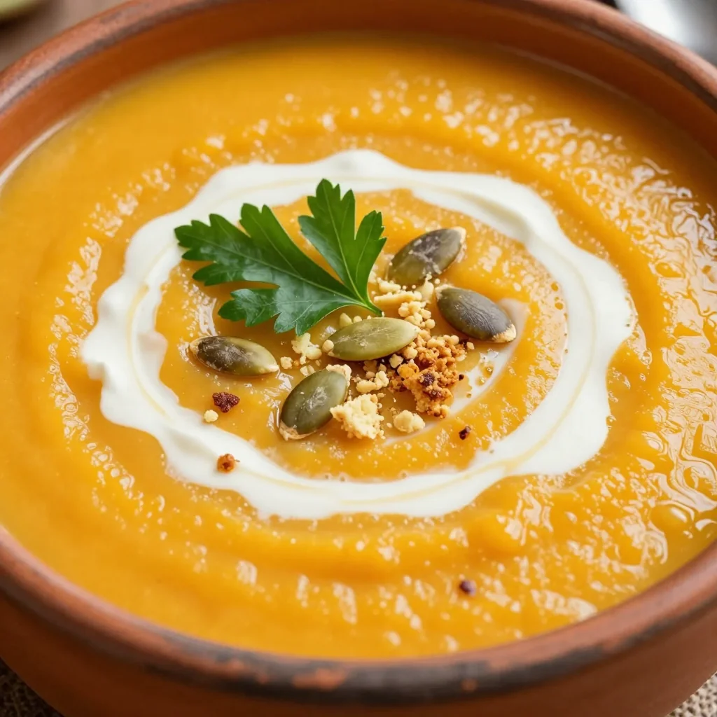 spiced orange and carrot soup with fresh ginger for cozy suppers