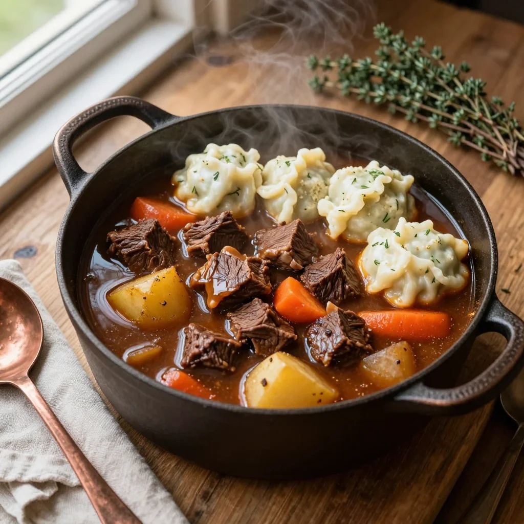 Guinness Beef Stew with Fluffy Herb Dumplings