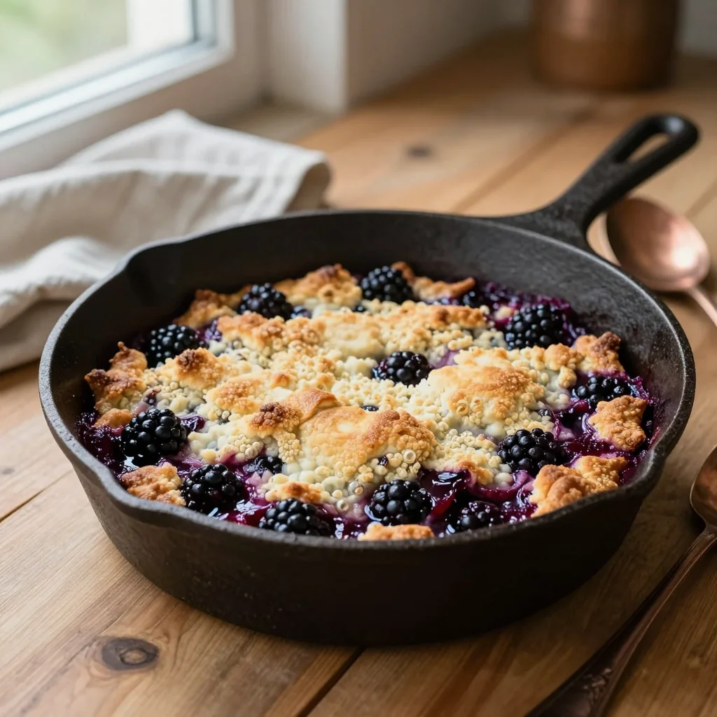 Blackberry Cobbler with Vanilla Ice Cream