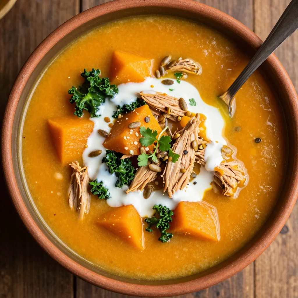 cozy onepot chicken and winter squash soup for busy nights