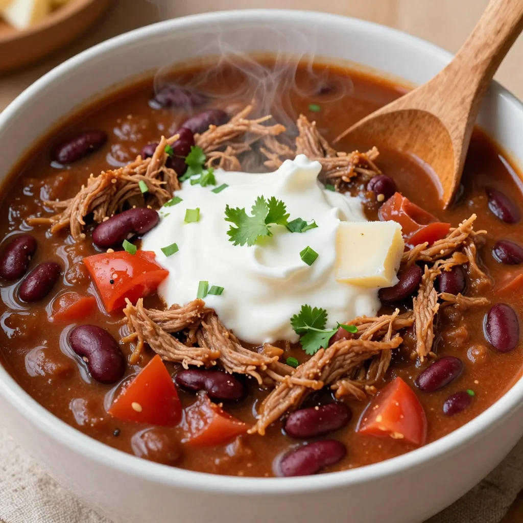 Easy Slow Cooker Pork Chili for NFL Sundays