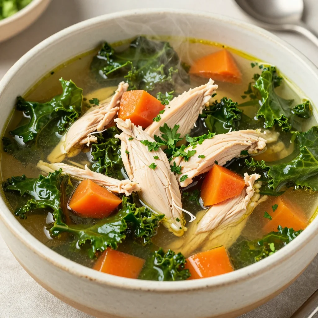 healthy onepot chicken and kale soup for postholiday clean eating