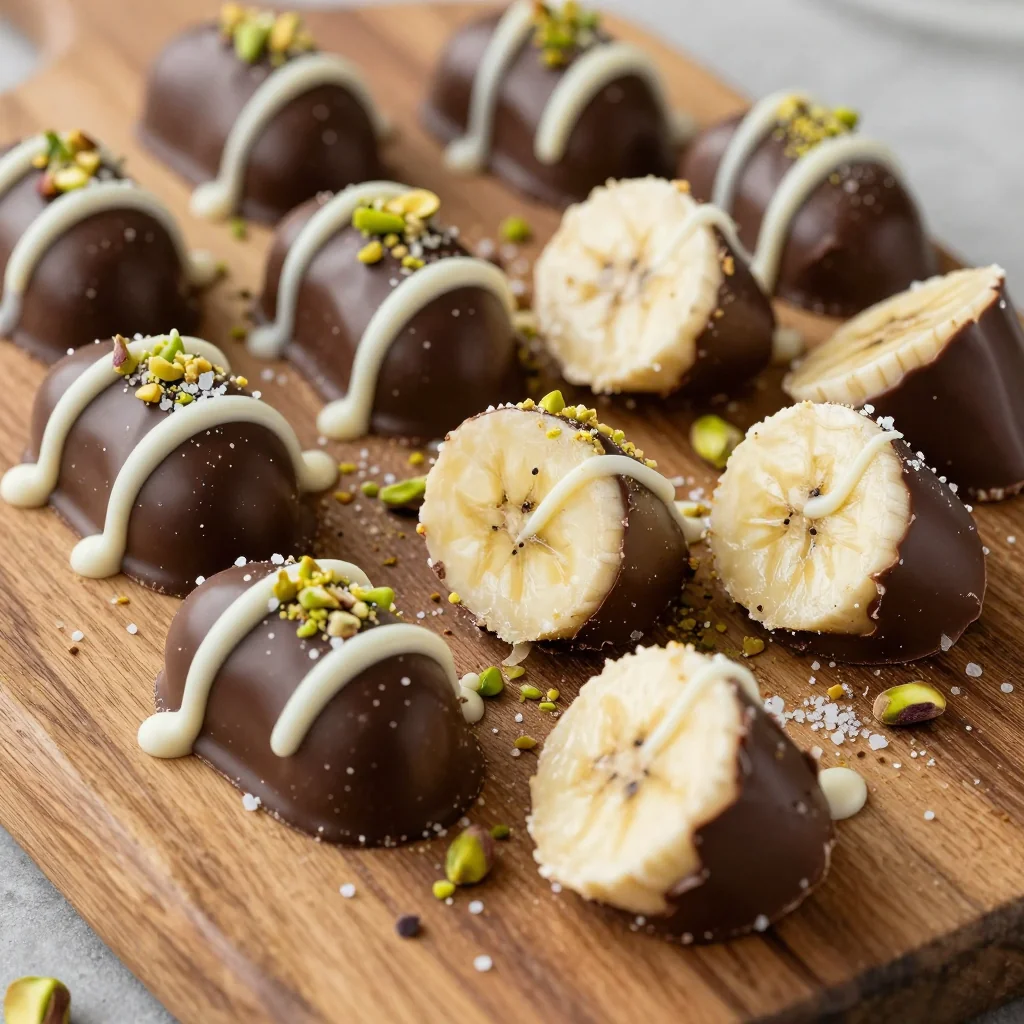 Frozen Banana Bites Dipped In Dark Chocolate