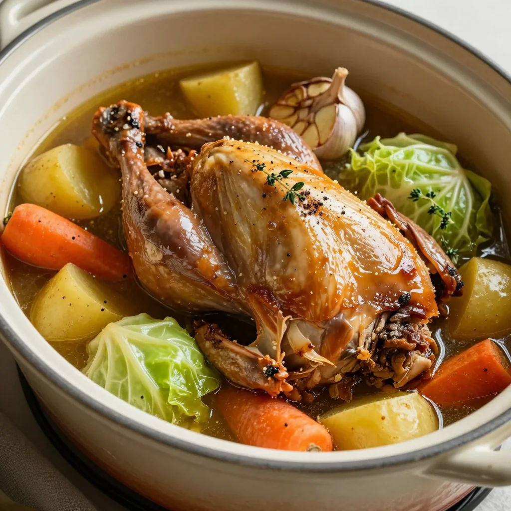 family friendly slow cooker turkey and cabbage stew with garlic