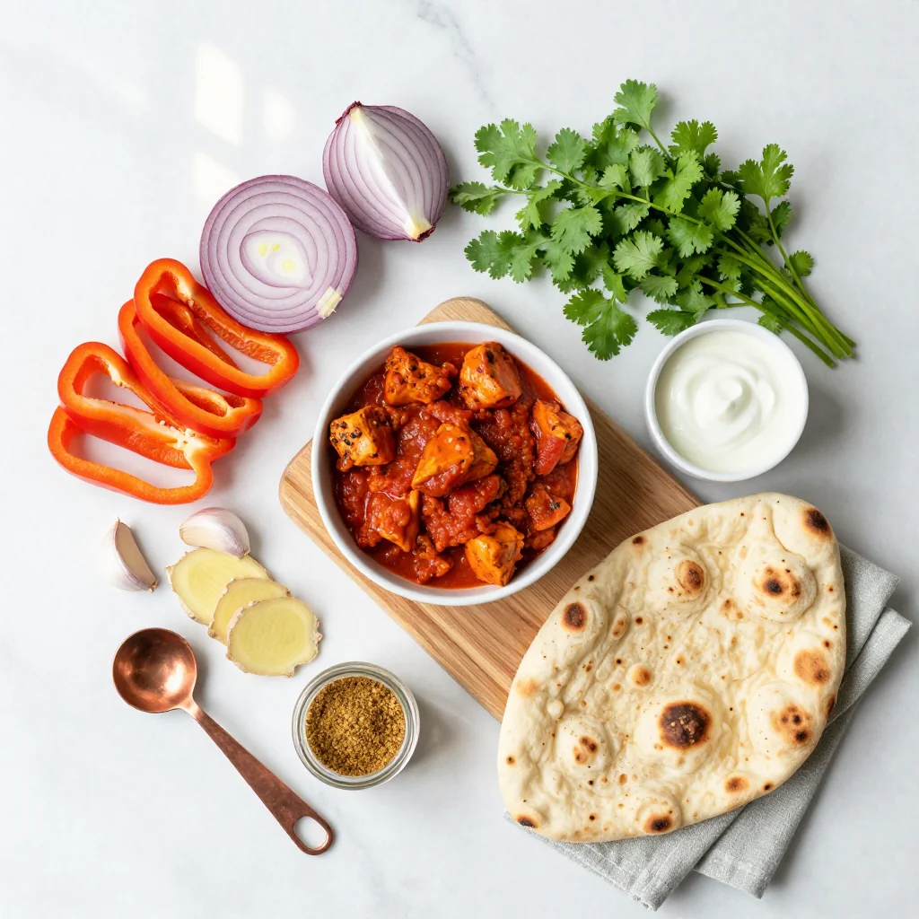 All ingredients for Chicken Tikka Masala with Naan Bread