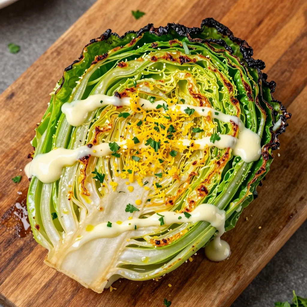 Crispy Roasted Cabbage Steaks with Lemon Vinaigrette