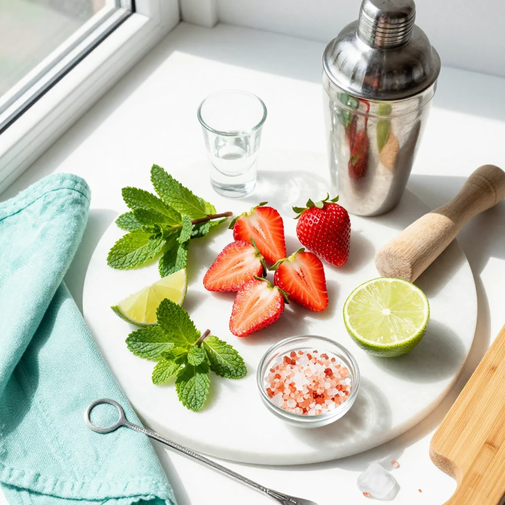 All ingredients for Strawberry Margarita Frozen Cocktail