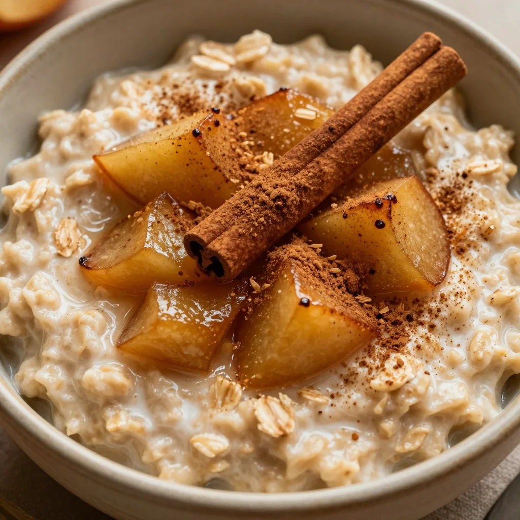 Warm Apple Cinnamon Oatmeal with Cinnamon for Vibes