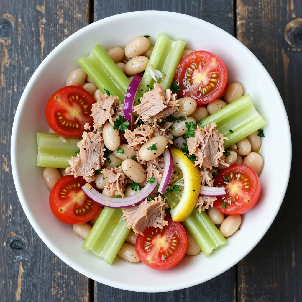 Pantry Clean Out Tuna and White Bean Salad with Lemon Dressing