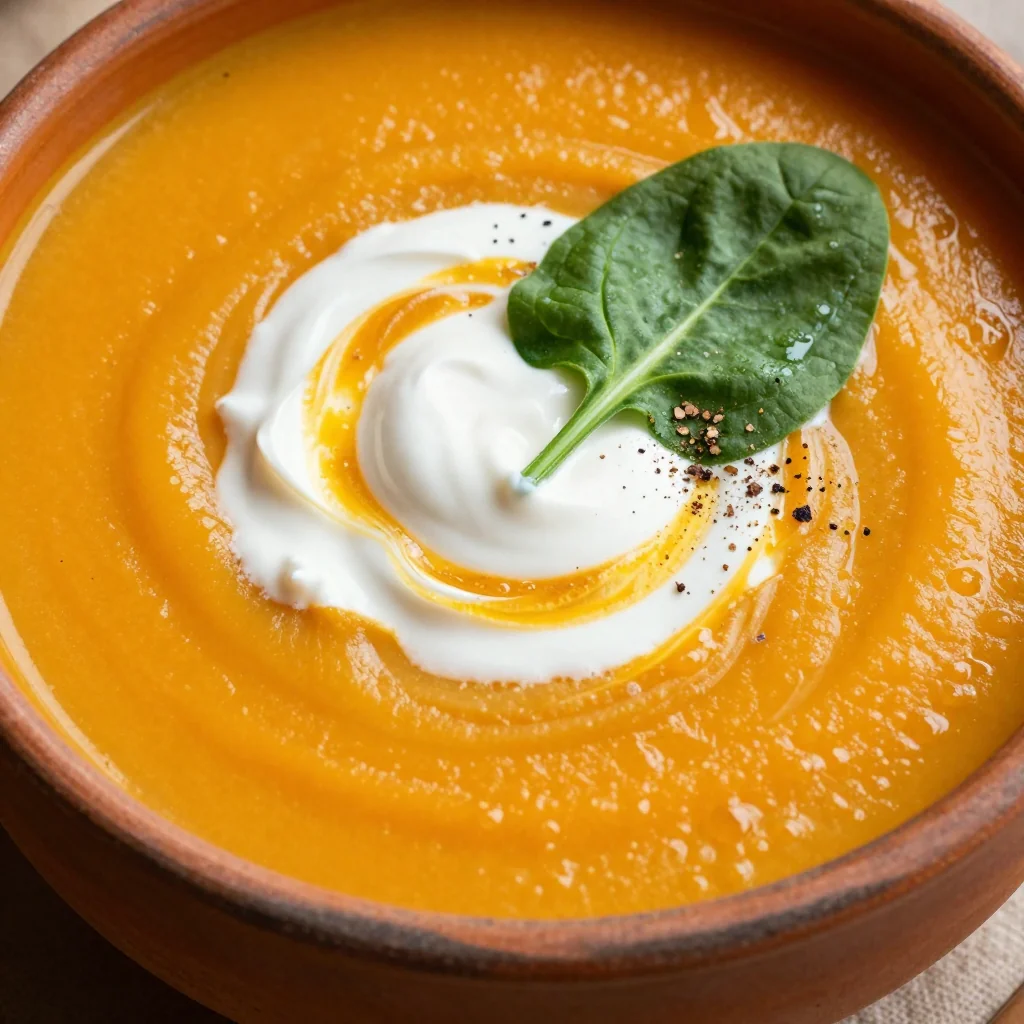 creamy sweet potato and spinach soup for nourishing cold days