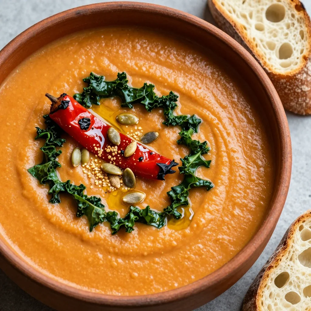 Creamy Roasted Red Pepper and Kale Soup for MLK