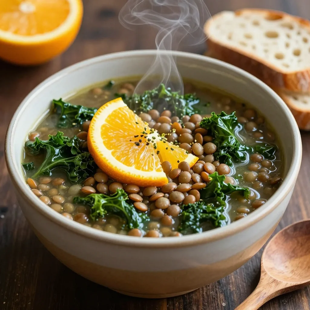 one pot lentil and kale soup with citrus for healthy january meals