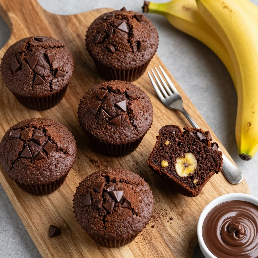 Double Chocolate Banana Muffins from Frozen Bananas