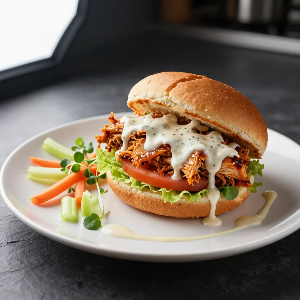 Crockpot Buffalo Chicken Sandwiches with Ranch